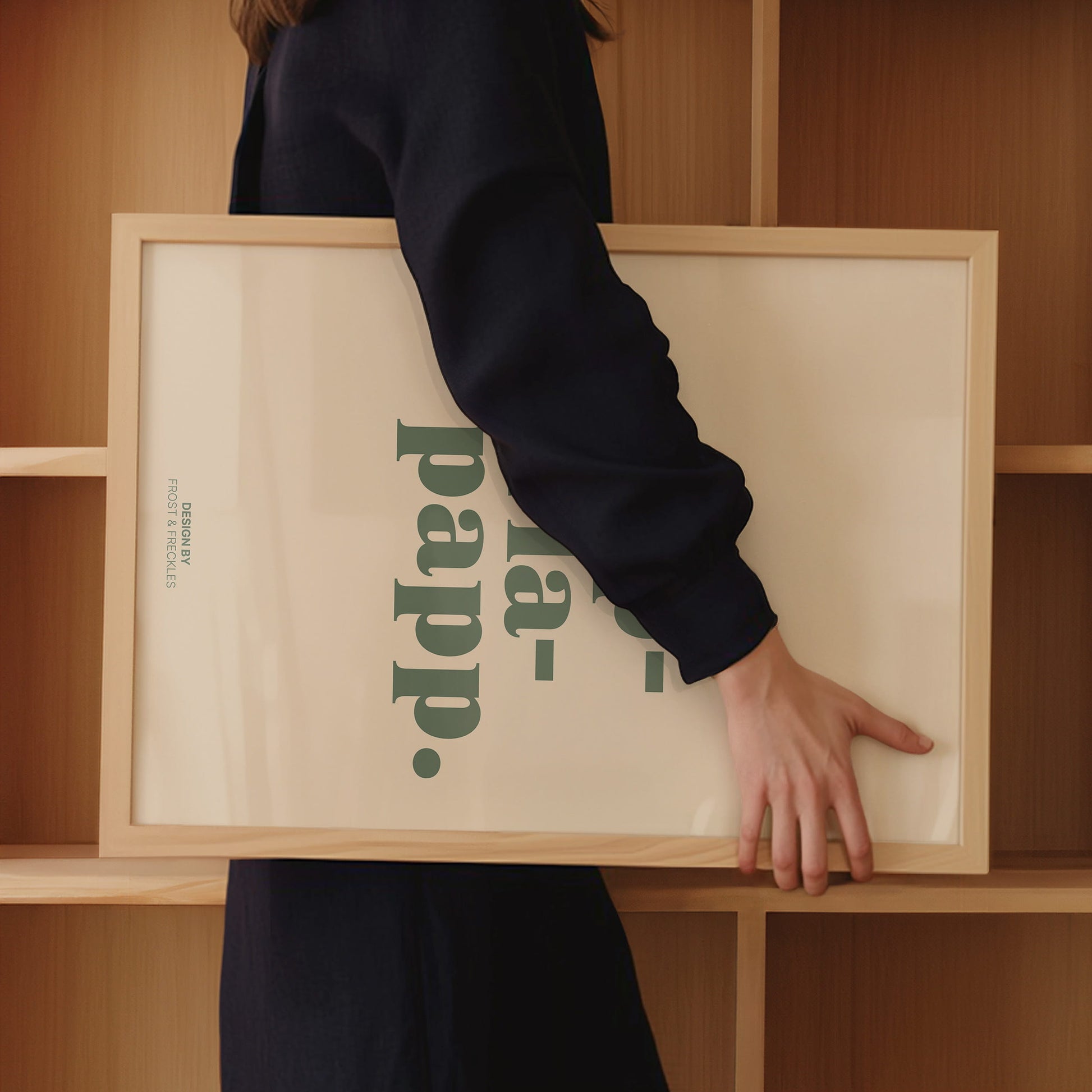Closeup von Papperlapapp Typografie Poster mit deutschem Spruch in minimalistischem Design