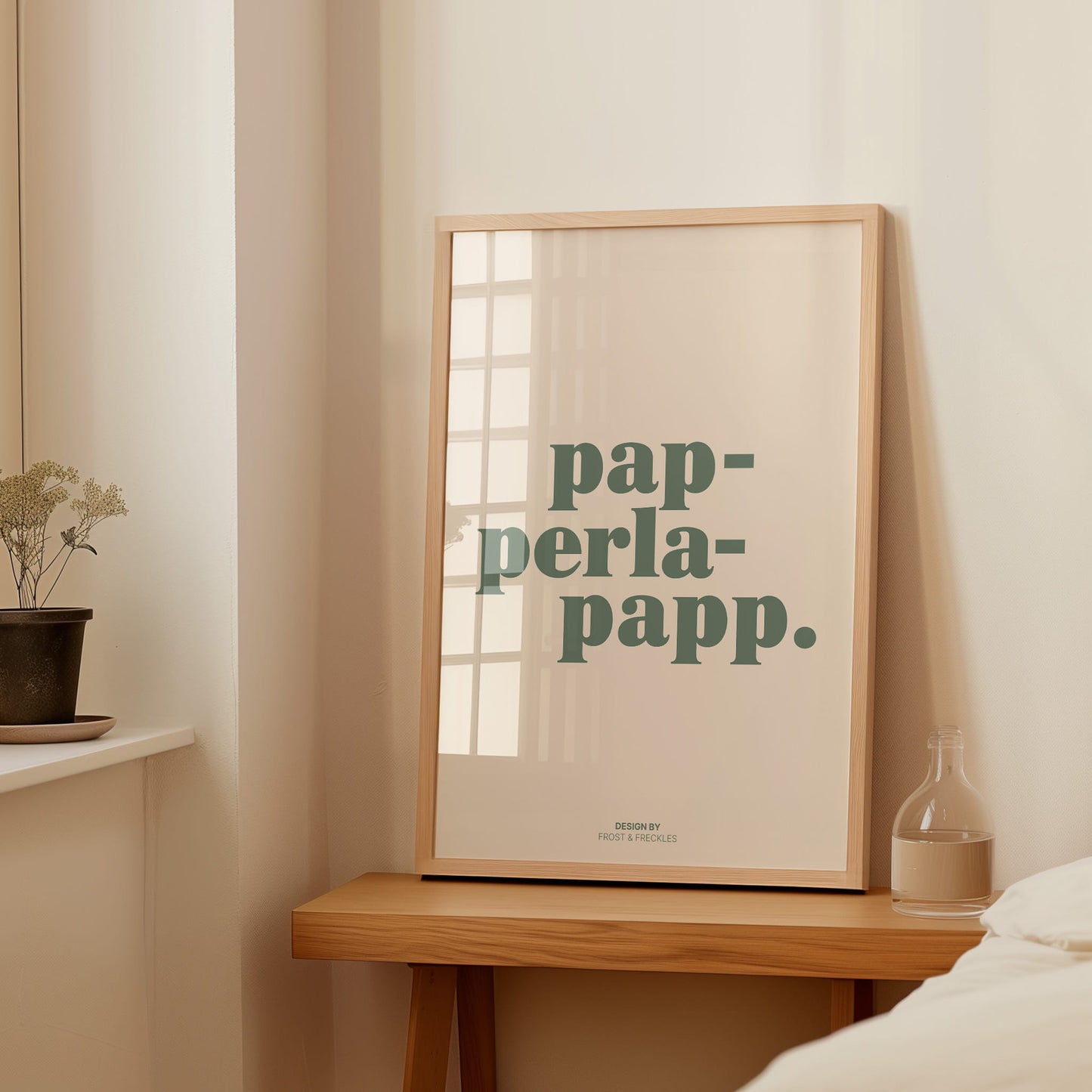 Humorvolles Sprüche-Poster Papperlapapp in klarer moderner Schrift