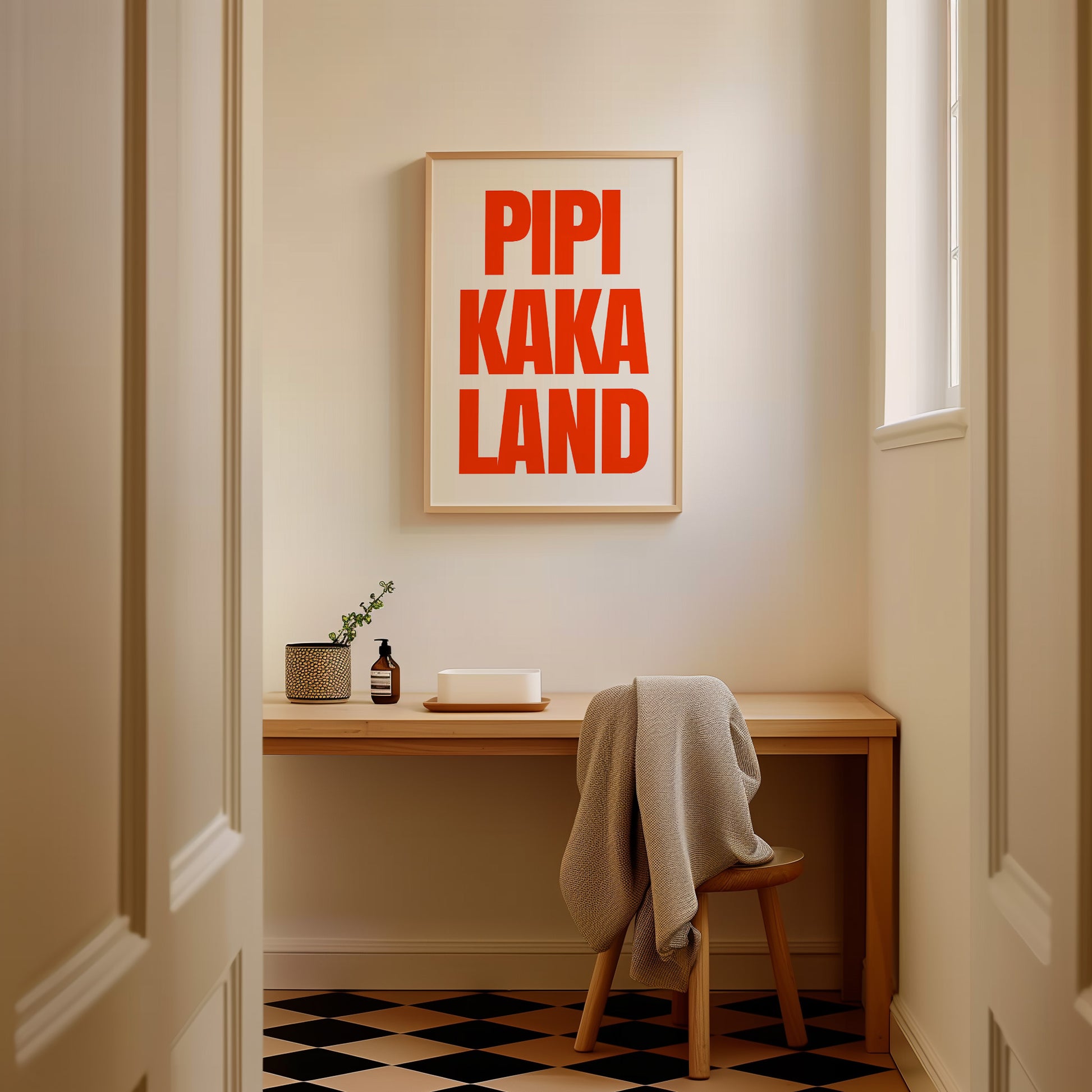 Pipi Kaka Land Poster Print für Bad, Toilette oder Gäste WC mit klarem modernem Design