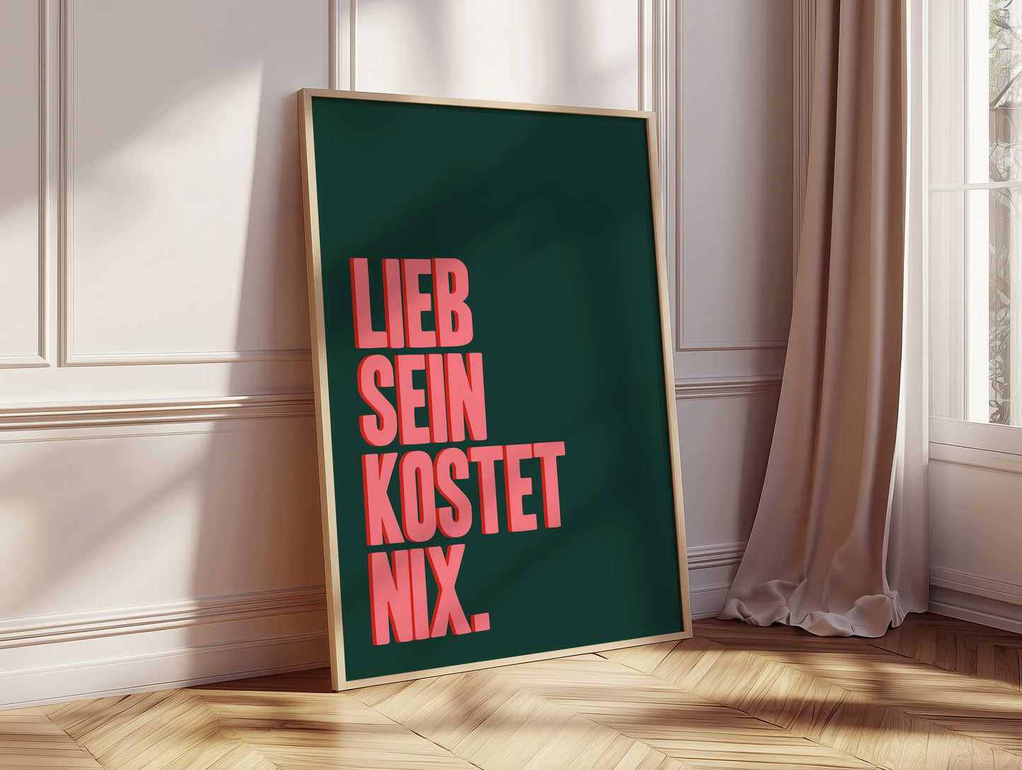 Minimalistisches Sprüche Poster in frischer Farbpalette auf Deutsch