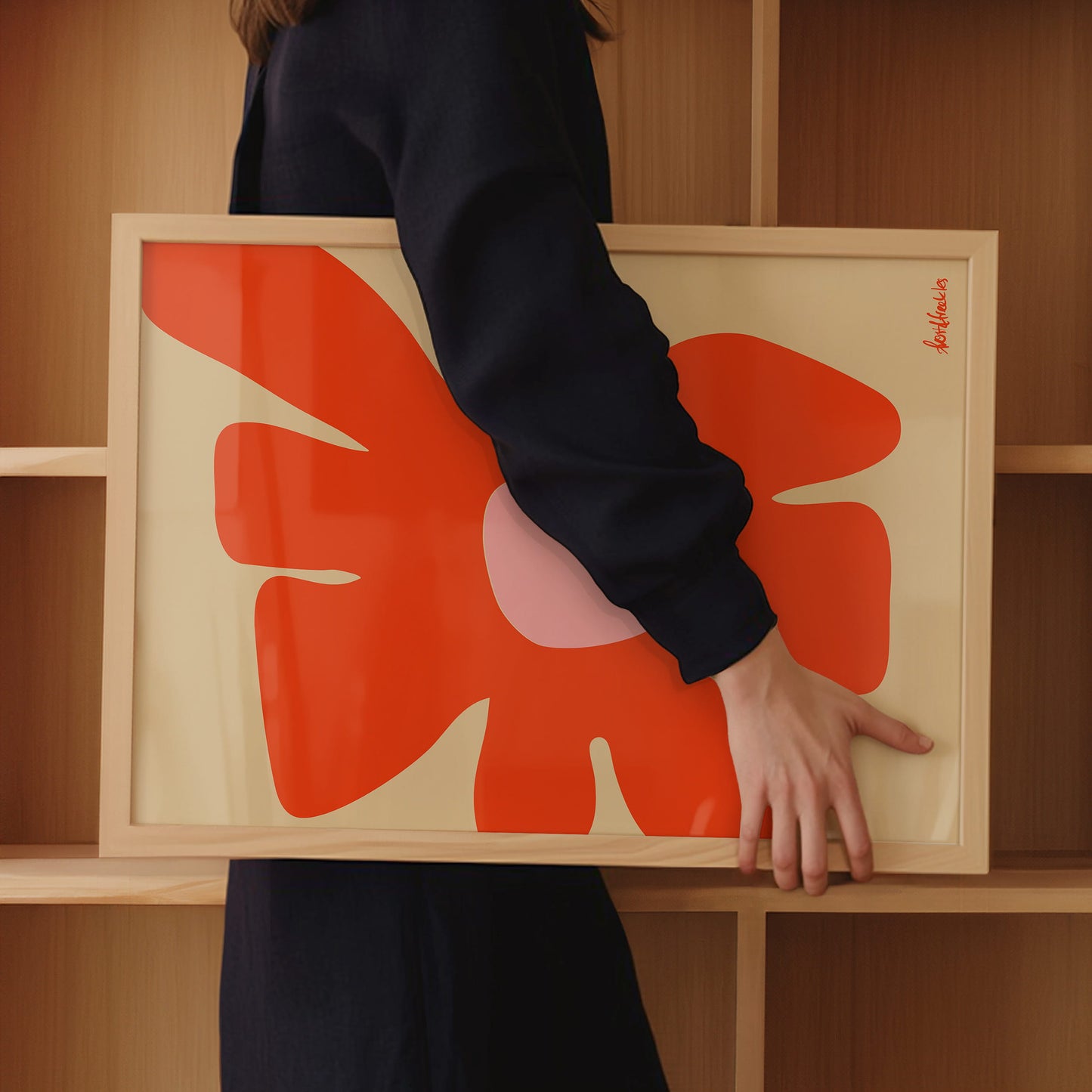 Großformatiges Designposter mit abstrakter Blume (Gänseblümchen oder Butterblume)