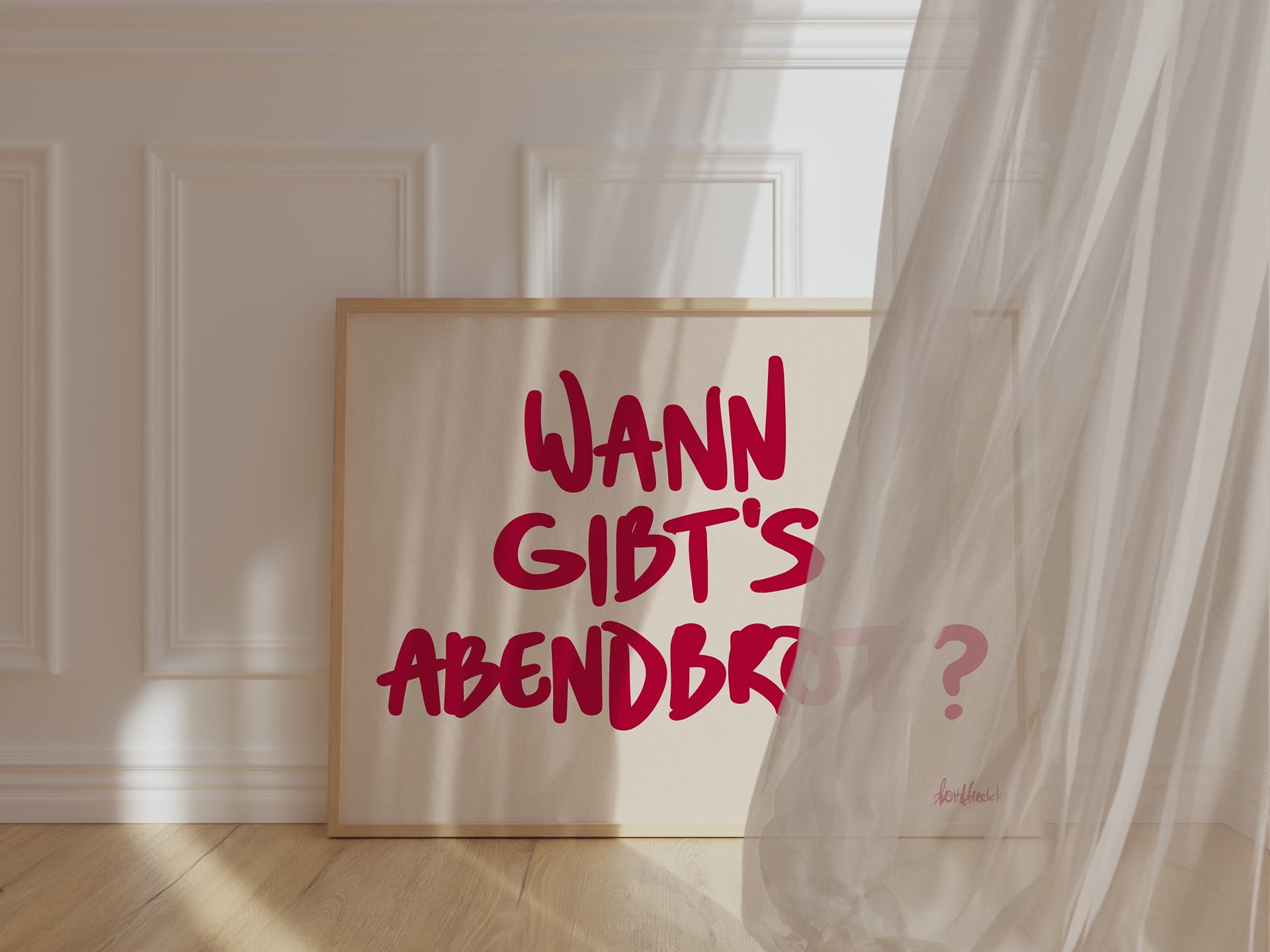 Typografie Poster "Wann gibt’s Abendbrot?" für Küche oder Essbereich
