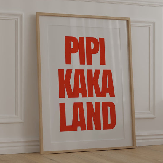 Editorial-inspirierte Typografie Wandkunst mit Motiv "Pipi Kaka Land" im Stil von Stellavie
