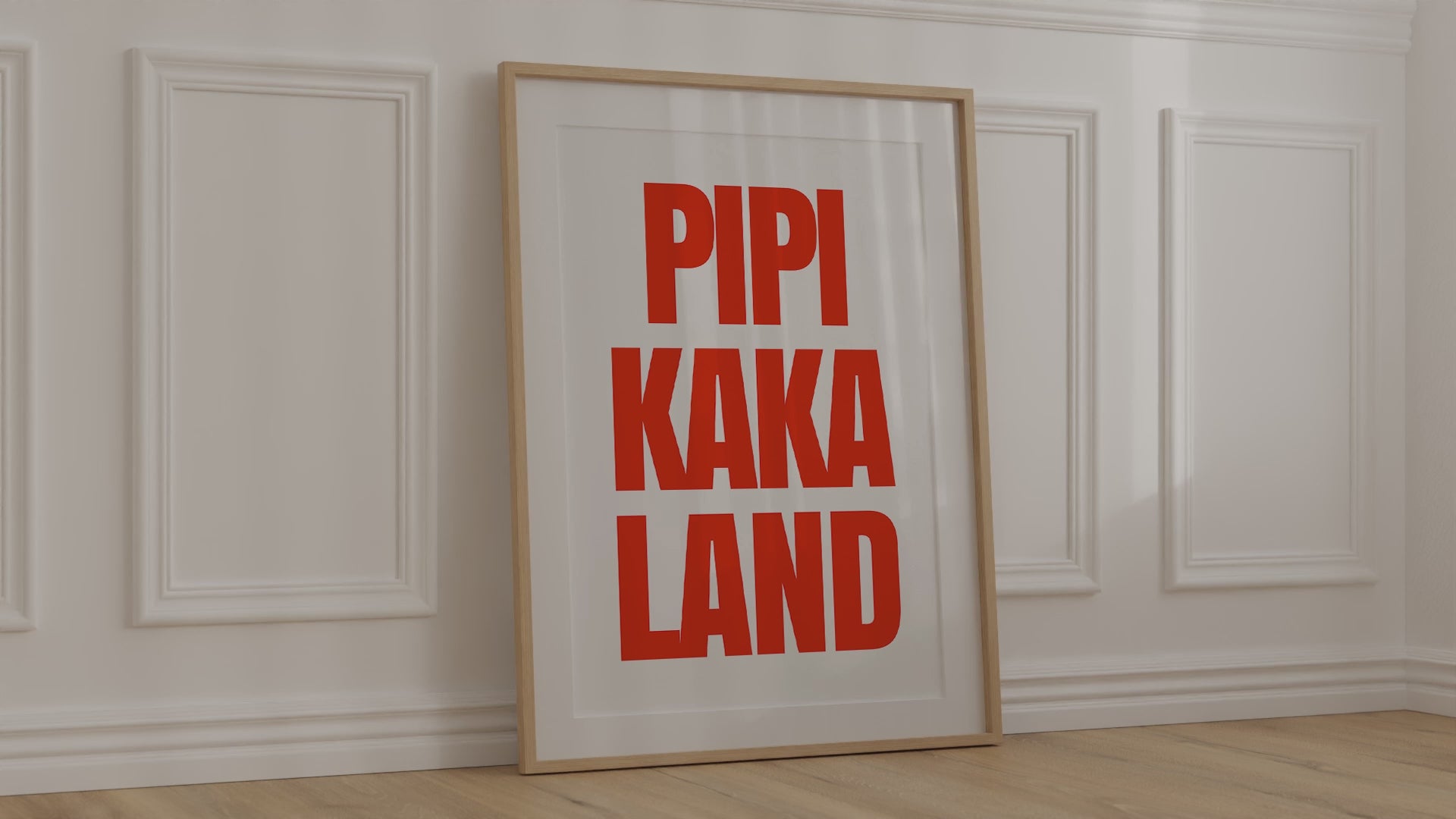 Editorial-inspirierte Typografie Wandkunst mit Motiv "Pipi Kaka Land" im Stil von Stellavie