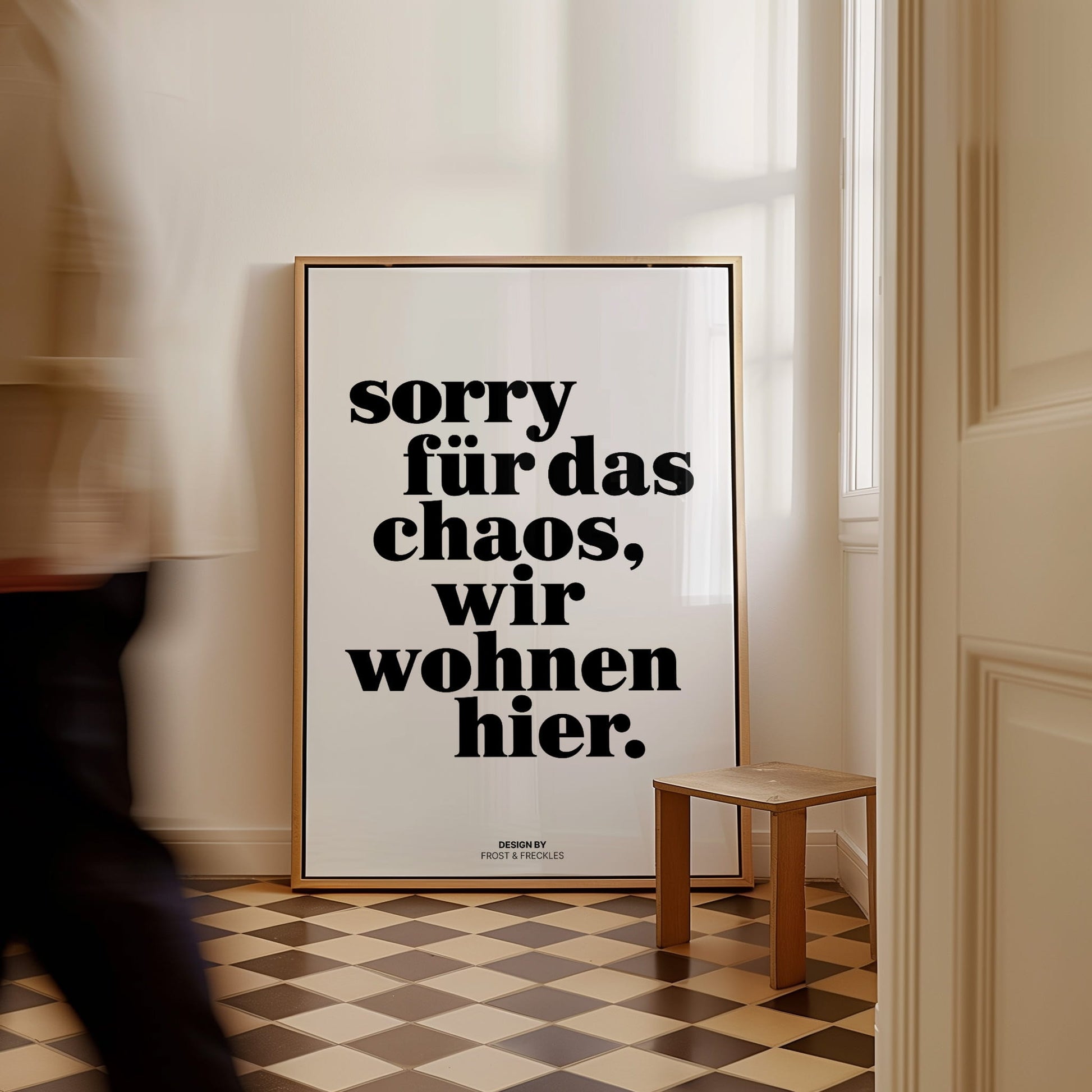 Minimalistische Wandkunst mit deutschem Text für Flur