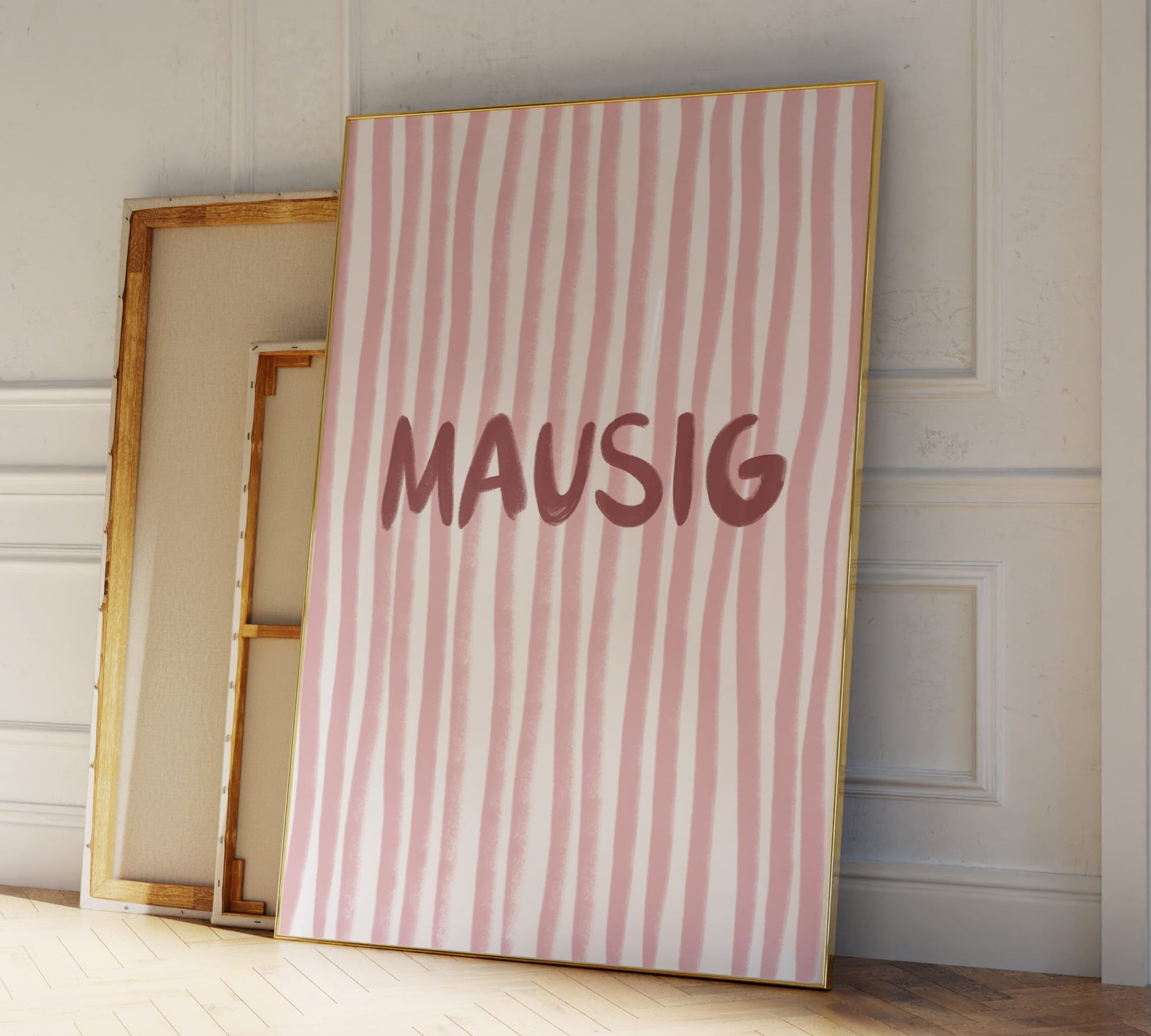 Süßes Typografie Design mit Streifen im girly Stil