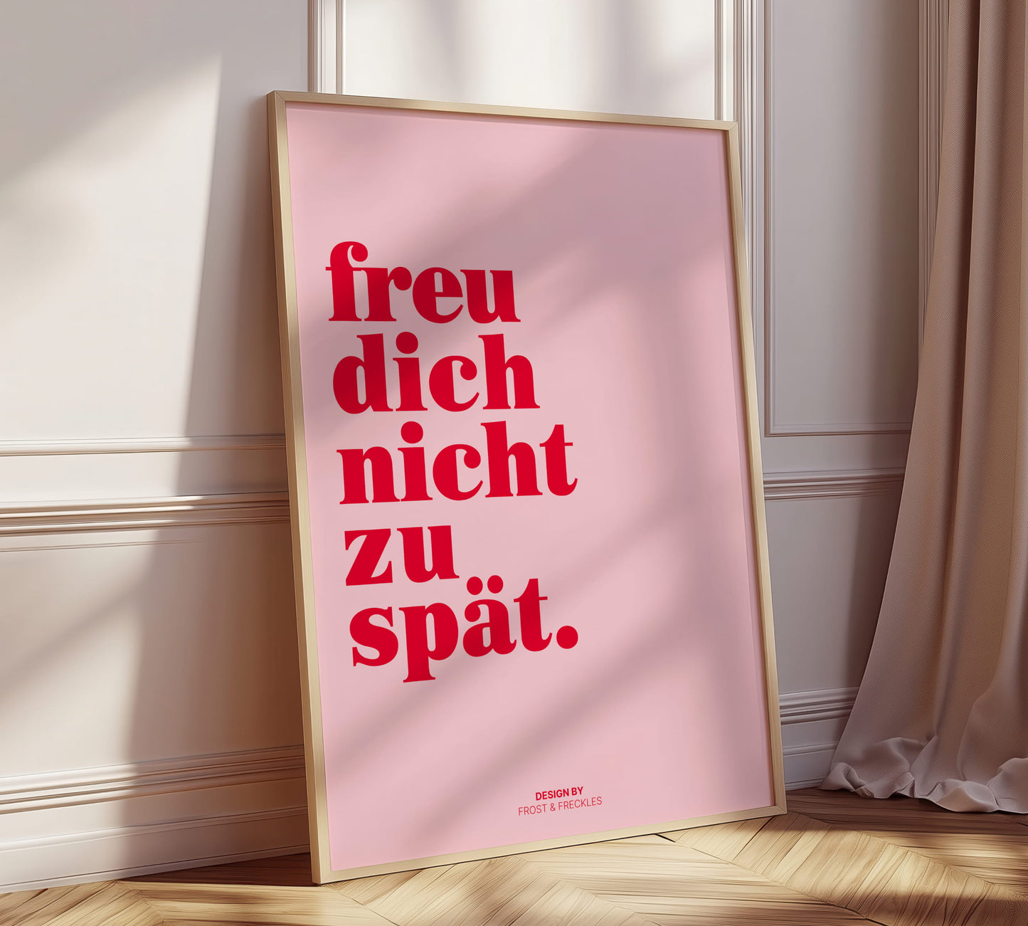 German quote poster mit farbigem Design und direkter Aussage für Motivation und Selbstironie