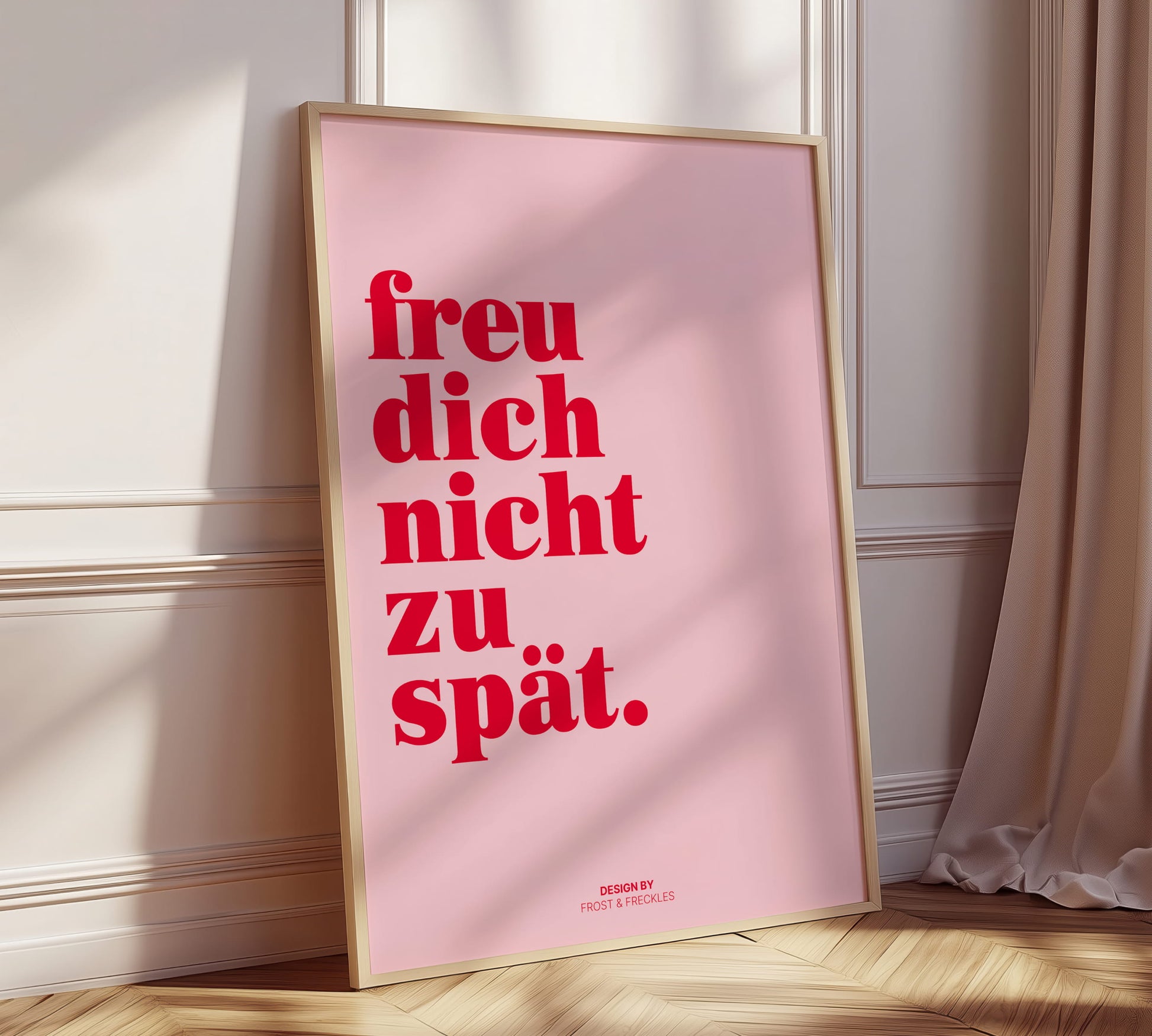German quote poster mit farbigem Design und direkter Aussage für Motivation und Selbstironie