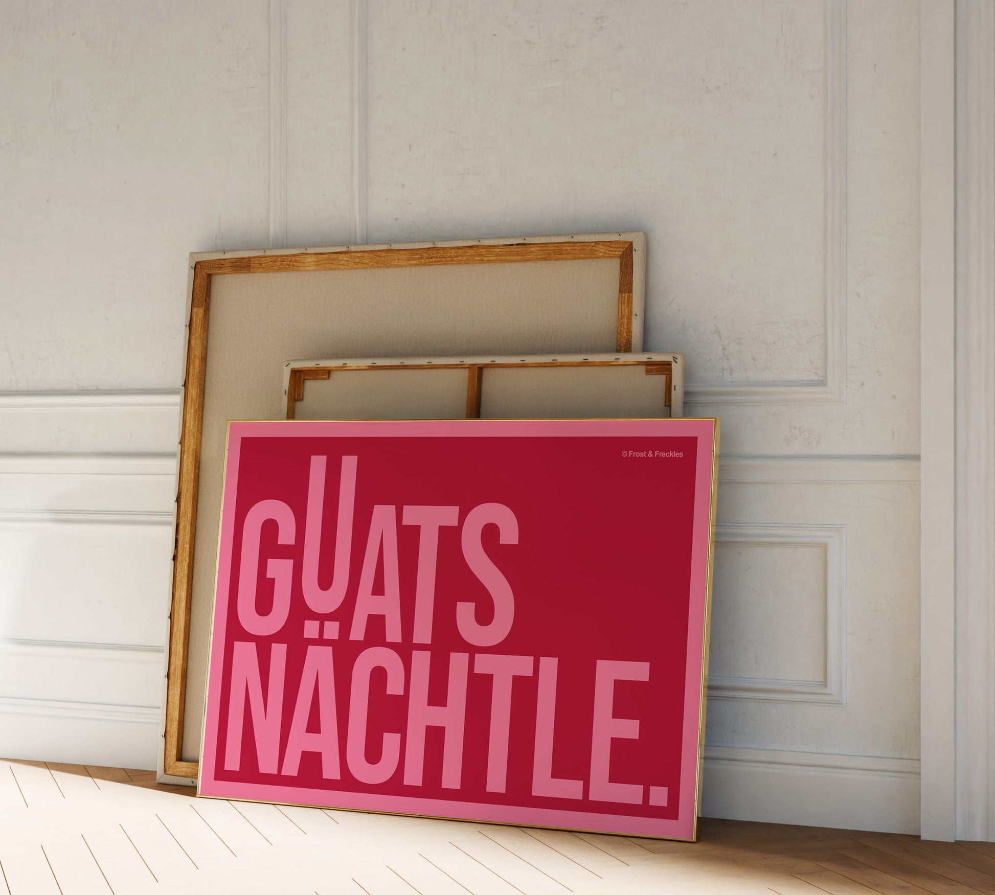 Liebevolles Gute-Nacht-Poster im bayrisch-schwäbischen Dialekt
