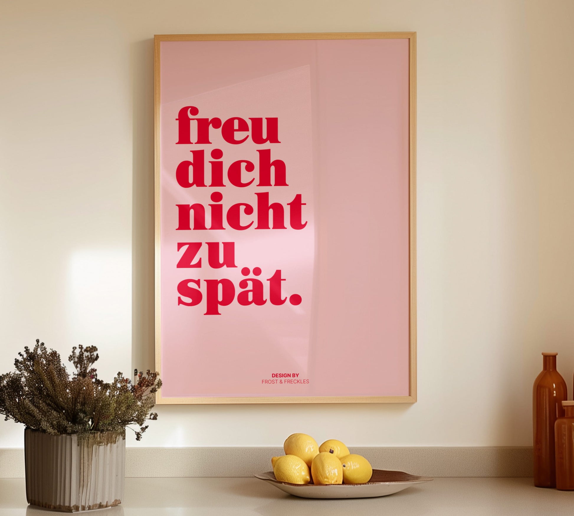 Stilvolle Wanddeko mit Ironie Spruch "Freu Dich Nicht Zu Spät" für Schlafzimmer oder Büro