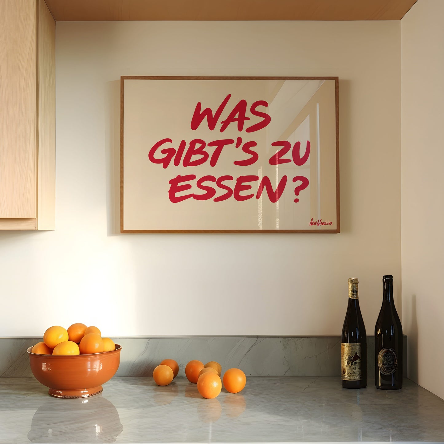 Wanddeko für Küche mit handschriftlichem Design und moderner Typografie