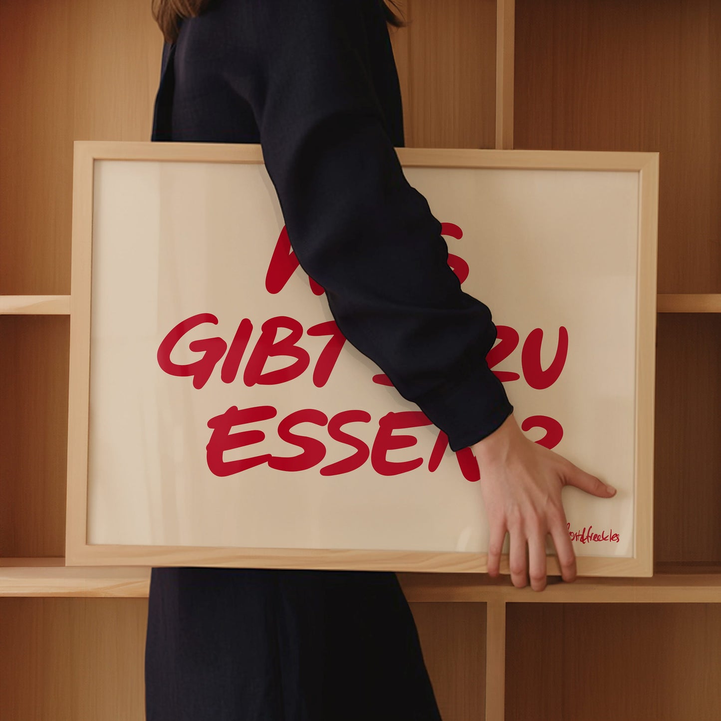 Küchen Poster mit Schriftzug „Was gibt’s zu essen?“
